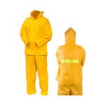 Traje impermeable de 2 piezas chaleco/pantalón en PVC amarillo