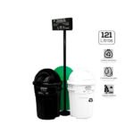 punto ecologico 120 litros 3 canecas tapa vaiven
