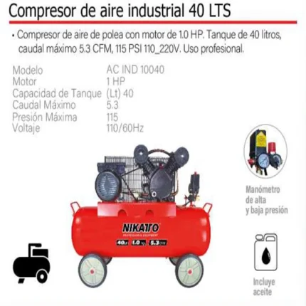 Aire Industrial Compresor de 40 LTS 10 HP AC-IND 10040