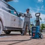 Hidrolavadora Bosch GHP200 2000PSI en accion